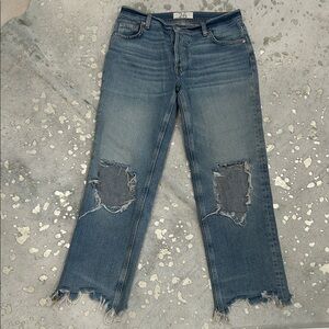 Distressed Free People Blue Jeans